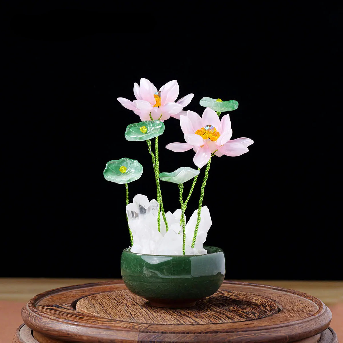1pc Natural Clear Quartz Cluster Tea Cups Lotus Flower Micro Landscape Home Decoration