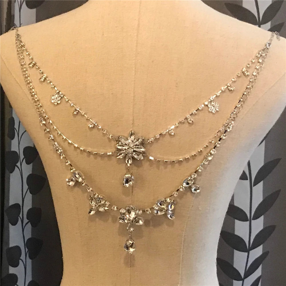 Wedding Jewellery Backless Gown Chain Crystal Pendant Cape Body Jewellery