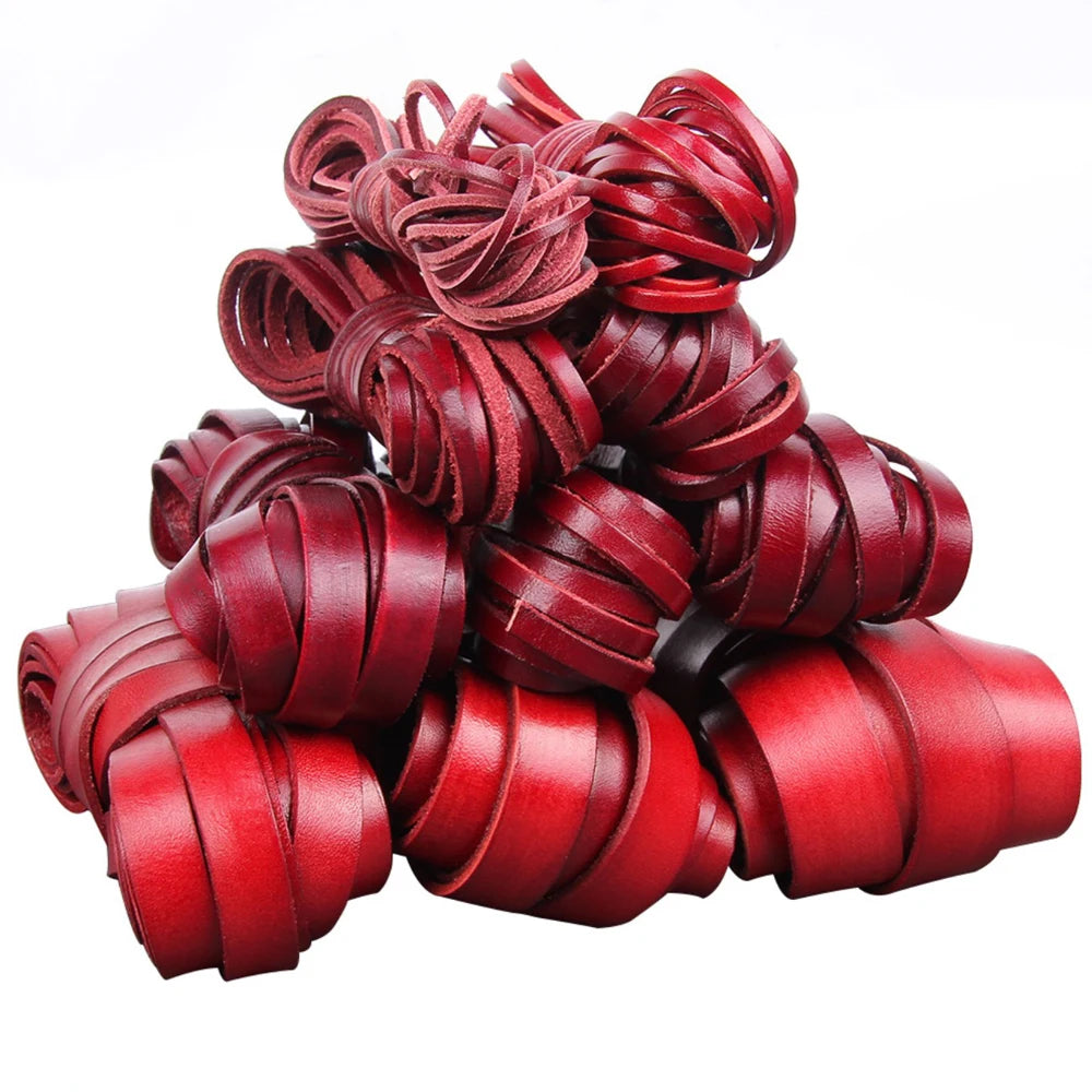 1/2/3/4/5/6/8mm 2 meter Red Coffee Genuine Leather Cord Flat/Round Rope DIY Jewellery Making