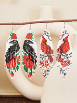 Crow and Rose Tassel Bead Earrings