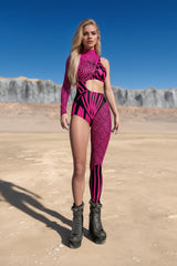 Asymmetrical Women Cyberpunk  Bodysuit Costume Colourful Jumpsuit Cosplay Halloween Party Performance Suit
