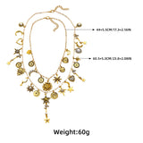 Celestial Charm Sun Flower Stars Moon Heart Charms Multi Layered Necklaces