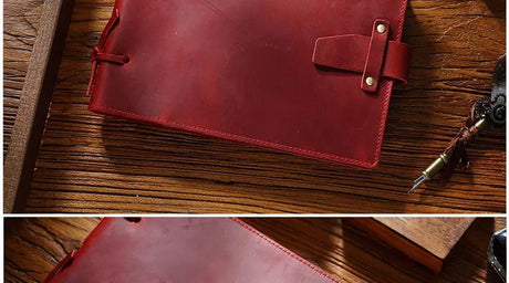 Stitched Genuine Leather Notebook 6 Colours Handmade Journal with Lock Blank Kraft Paper 200 Pages Sketchbook
