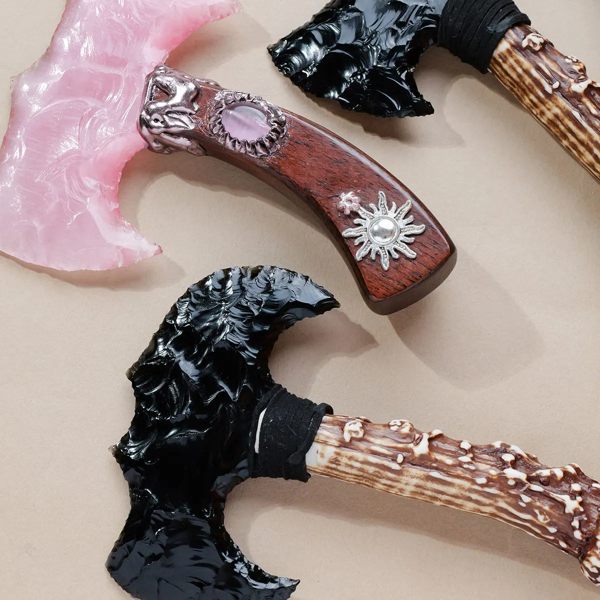 1PC Crystal Opal Axe Natural Stone Model Knife Polished Unbladed Decor