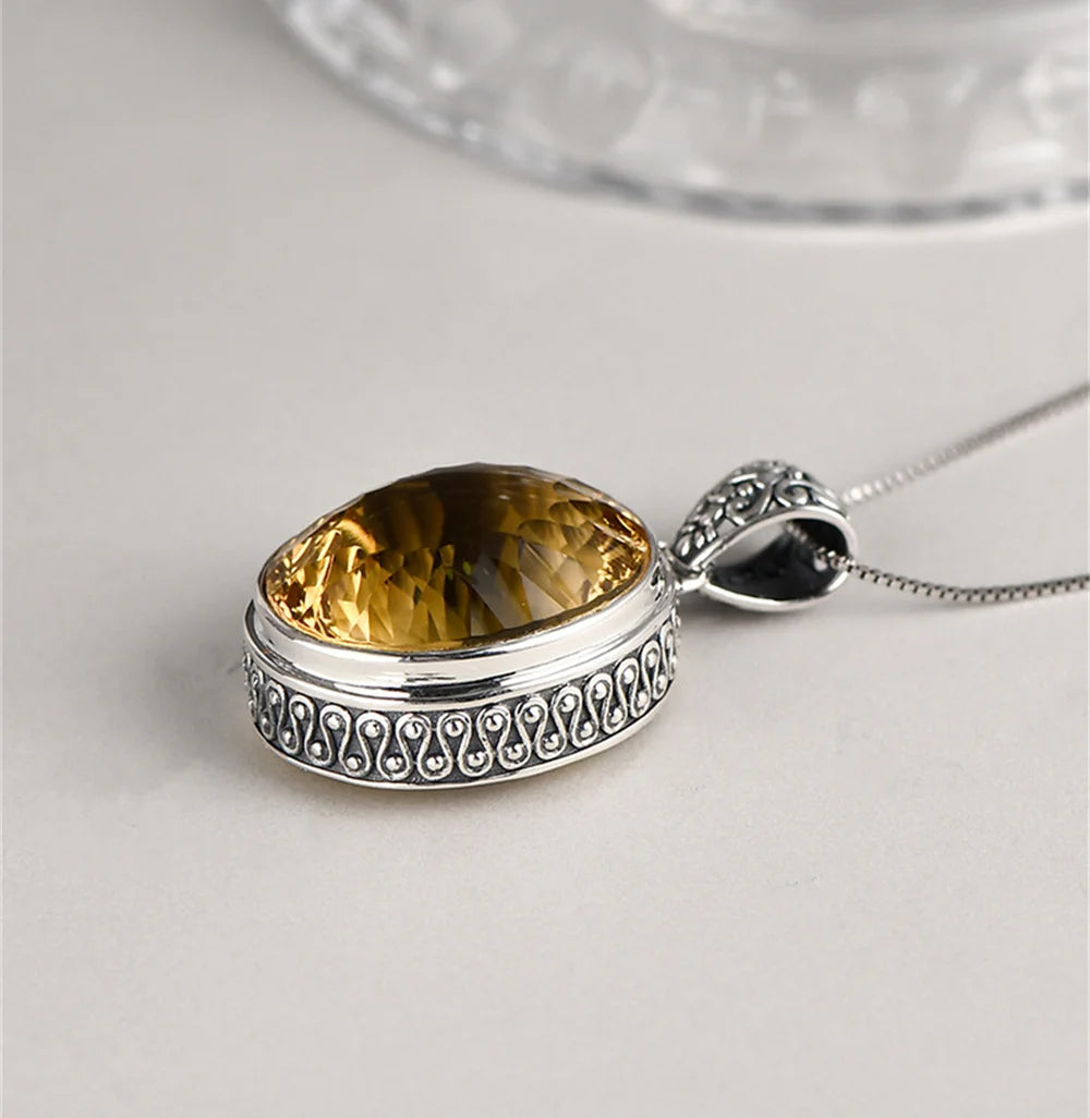 The Eye of Persuasion S925 Sterling Silver Pendant Natural Yellow Crystal
