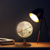 World Globe Earth Map Retro Wooden Base Desk Decor
