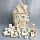Mayor Woody's Wooden Dollhouse Furniture Set DIY Model Kit
