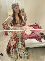 Mandy's Spring Boho Floral Chiffon Cascading Ruffles Dress