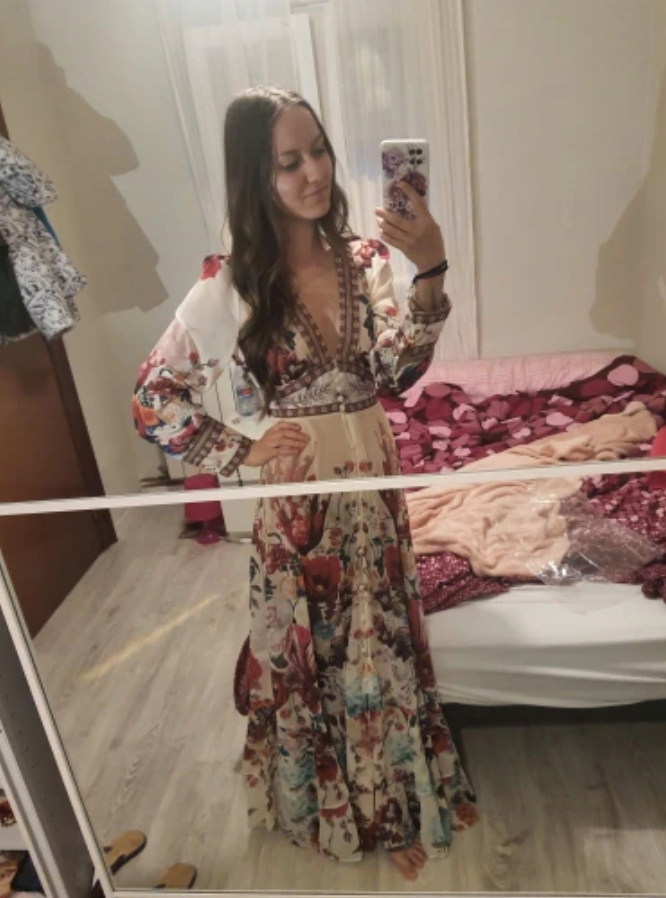 Mandy's Spring Boho Floral Chiffon Cascading Ruffles Dress