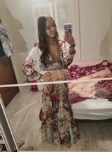 Mandy's Spring Boho Floral Chiffon Cascading Ruffles Dress