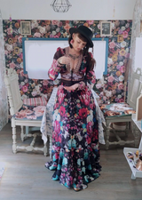 Mandy's Spring Boho Floral Chiffon Cascading Ruffles Dress