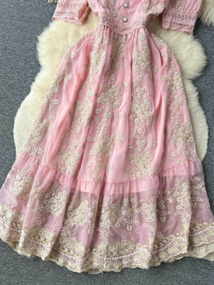 Lilou's Vintage French Inspired Lace Embroidery Sundress