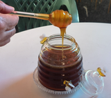 Glass Honey Bottle Honeycomb Bee Container with Dipper and Lid