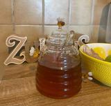 Glass Honey Bottle Honeycomb Bee Container with Dipper and Lid