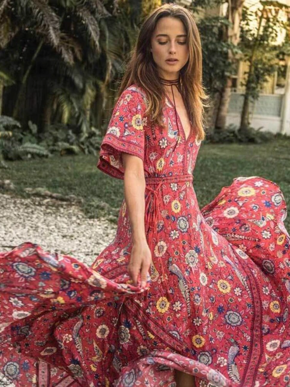 Peacock Print Summer Boho Dress Three Colours
