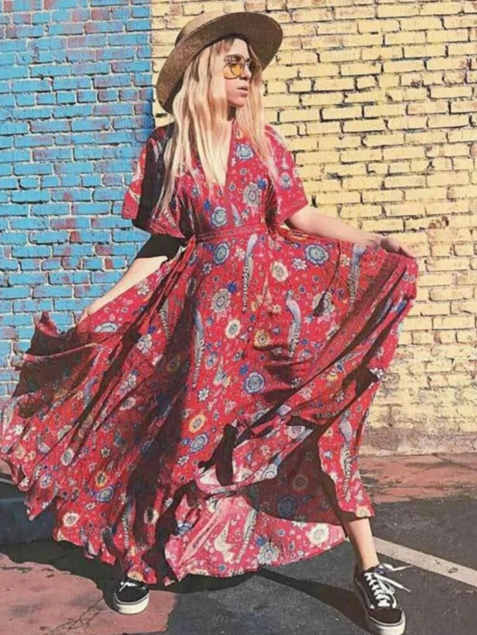 Peacock Print Summer Boho Dress Three Colours