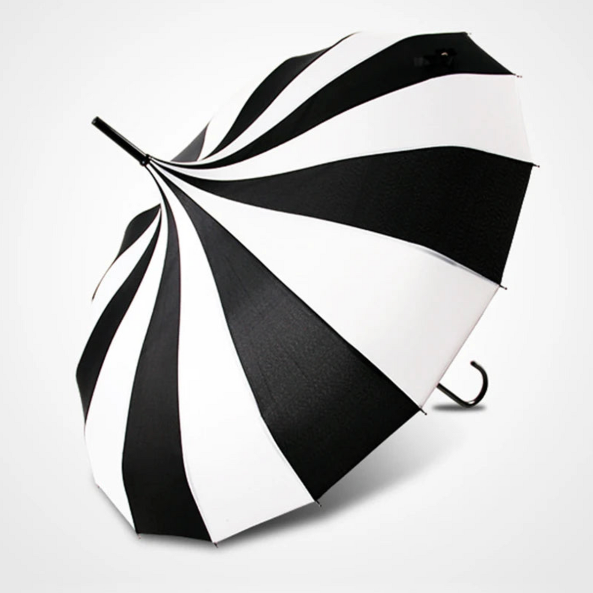 Black and White Pagoda Umbrella Striped Parasol
