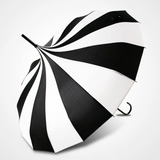 Black and White Pagoda Umbrella Striped Parasol