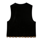 Kezia's Sequinned Embroidered Velvet Waistcoat Vest