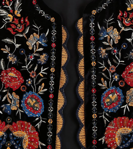 Kezia's Sequinned Embroidered Velvet Waistcoat Vest