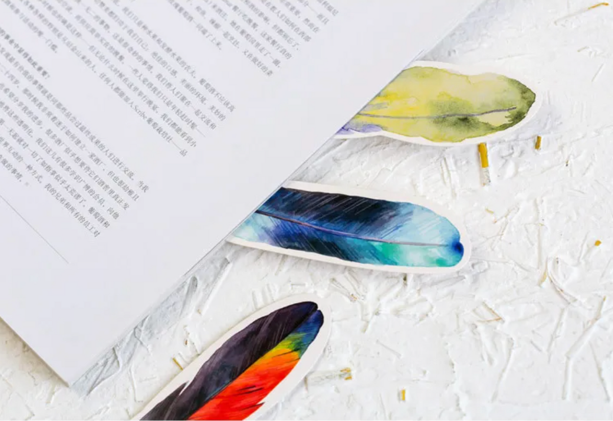 30 pcs/box Paper Feather Bookmarks
