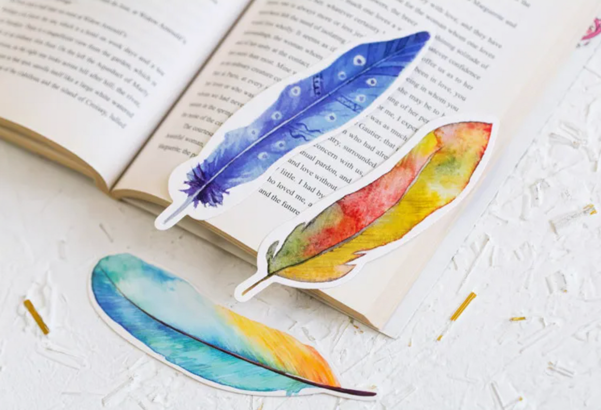 30 pcs/box Paper Feather Bookmarks