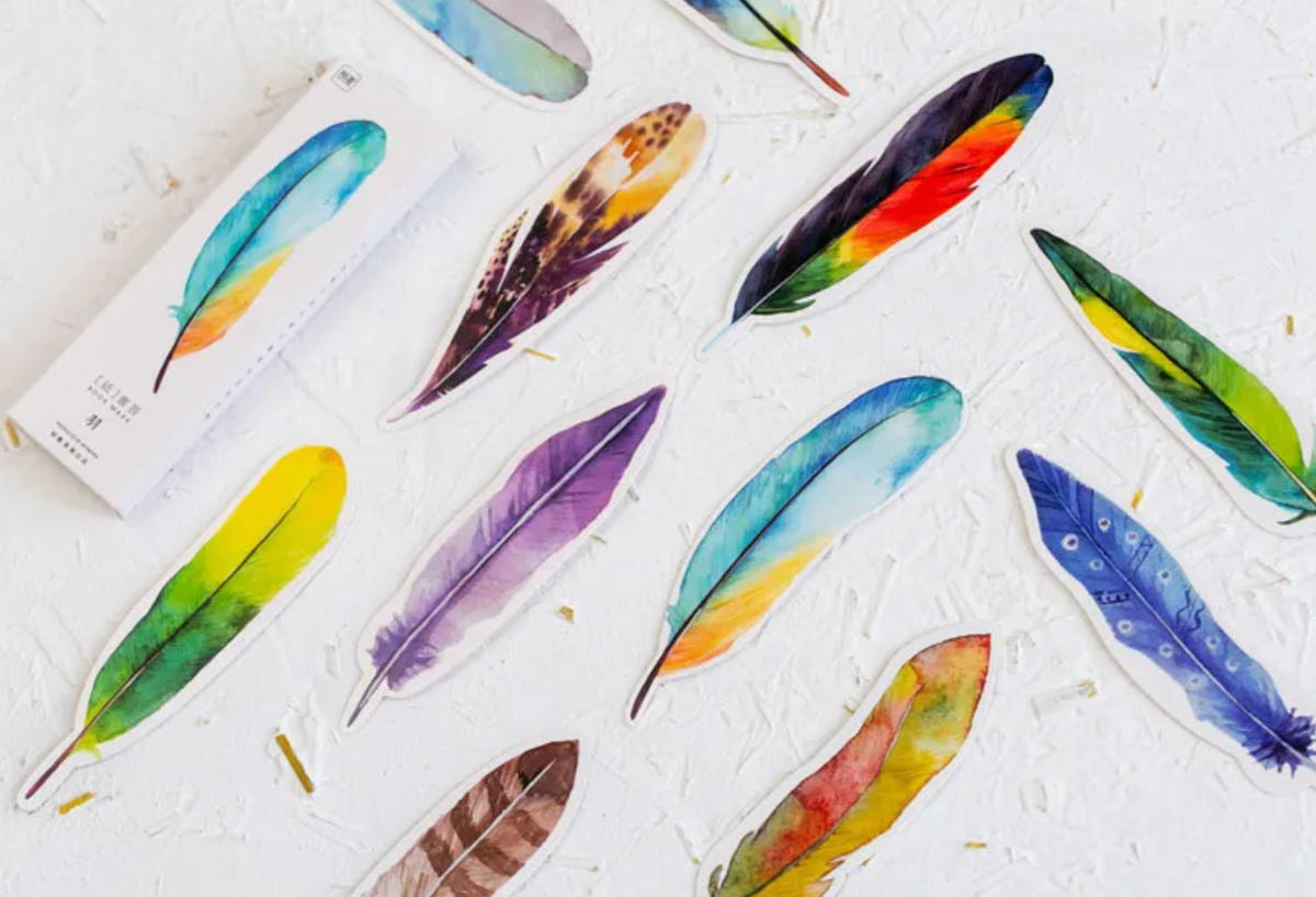 30 pcs/box Paper Feather Bookmarks