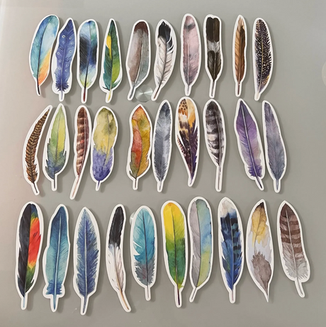 30 pcs/box Paper Feather Bookmarks