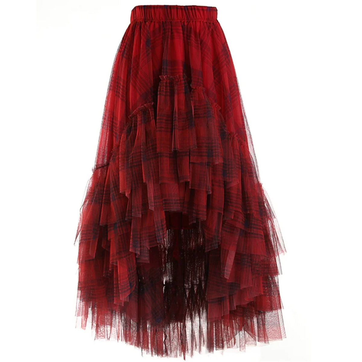 Curious Plaid Ruffle Skirt