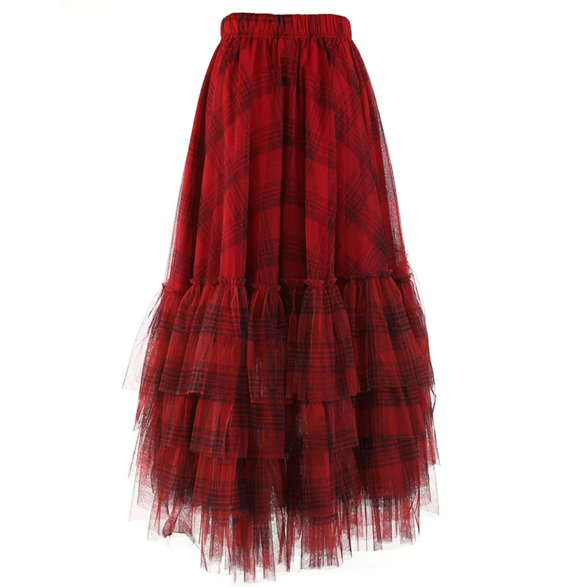 Curious Plaid Ruffle Skirt