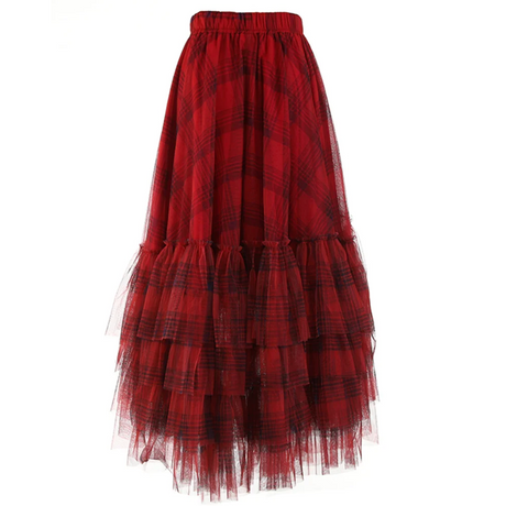 Curious Plaid Ruffle Skirt