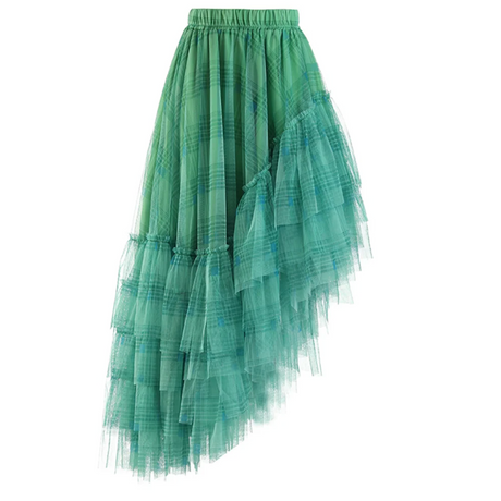 Curious Plaid Ruffle Skirt