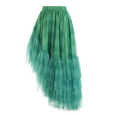 Curious Plaid Ruffle Skirt