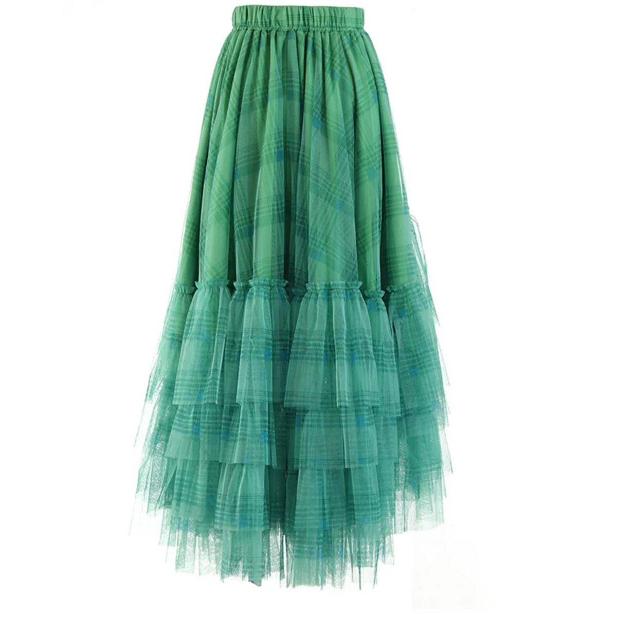 Curious Plaid Ruffle Skirt