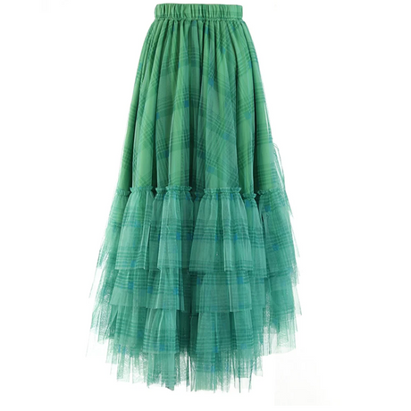 Curious Plaid Ruffle Skirt