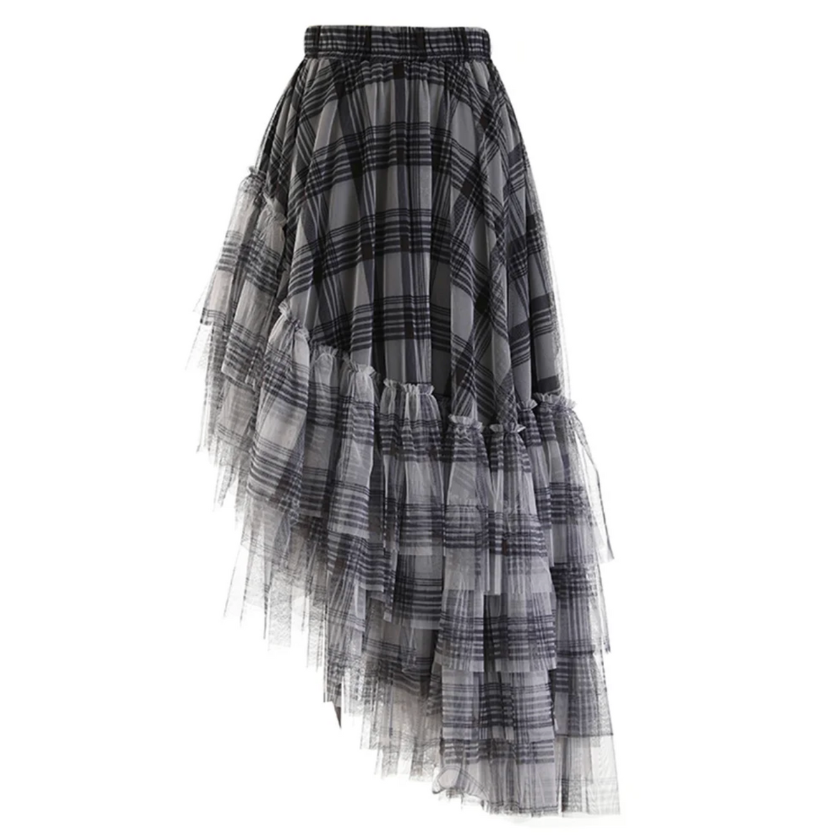 Curious Plaid Ruffle Skirt