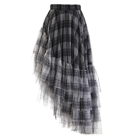 Curious Plaid Ruffle Skirt