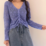 Loose Knit Drawstring Crop Jumper