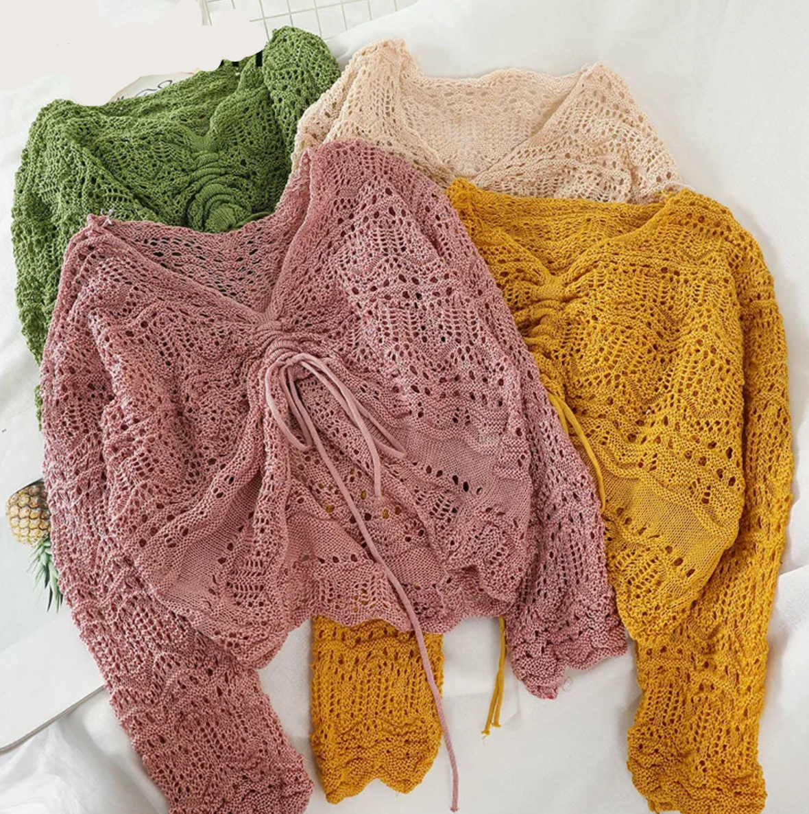 Loose Knit Drawstring Crop Jumper