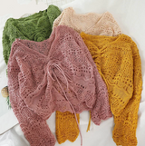Loose Knit Drawstring Crop Jumper