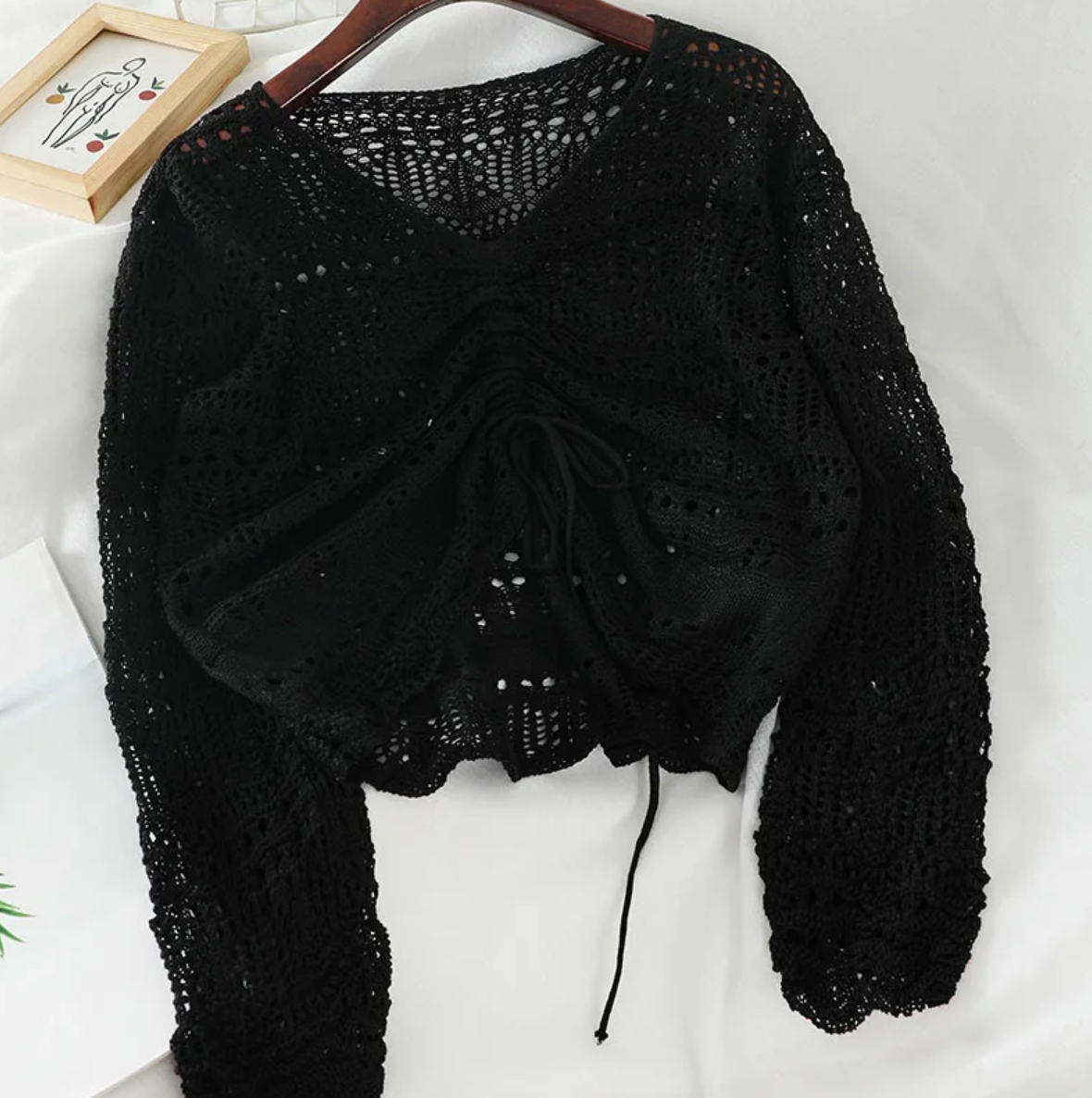 Loose Knit Drawstring Crop Jumper