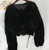Loose Knit Drawstring Crop Jumper