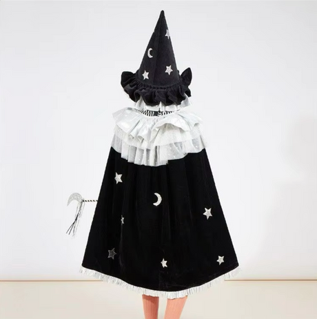 Stars and Moon Children's Halloween Costume Witch Matching Cloak and Hat
