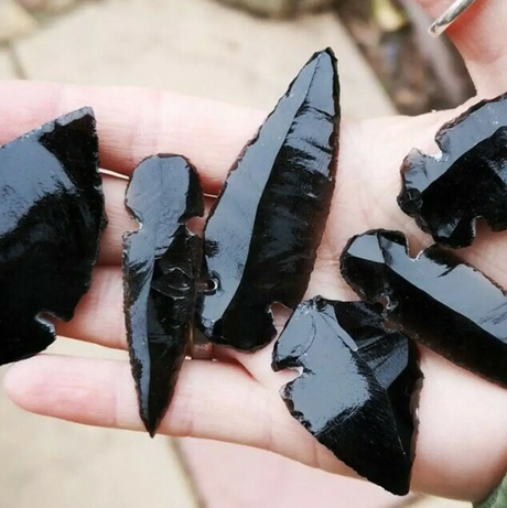 3PCS Natural Obsidian Crystal Black Spear Head Healing Energy Stone DIY Jewellery Making Home Decor