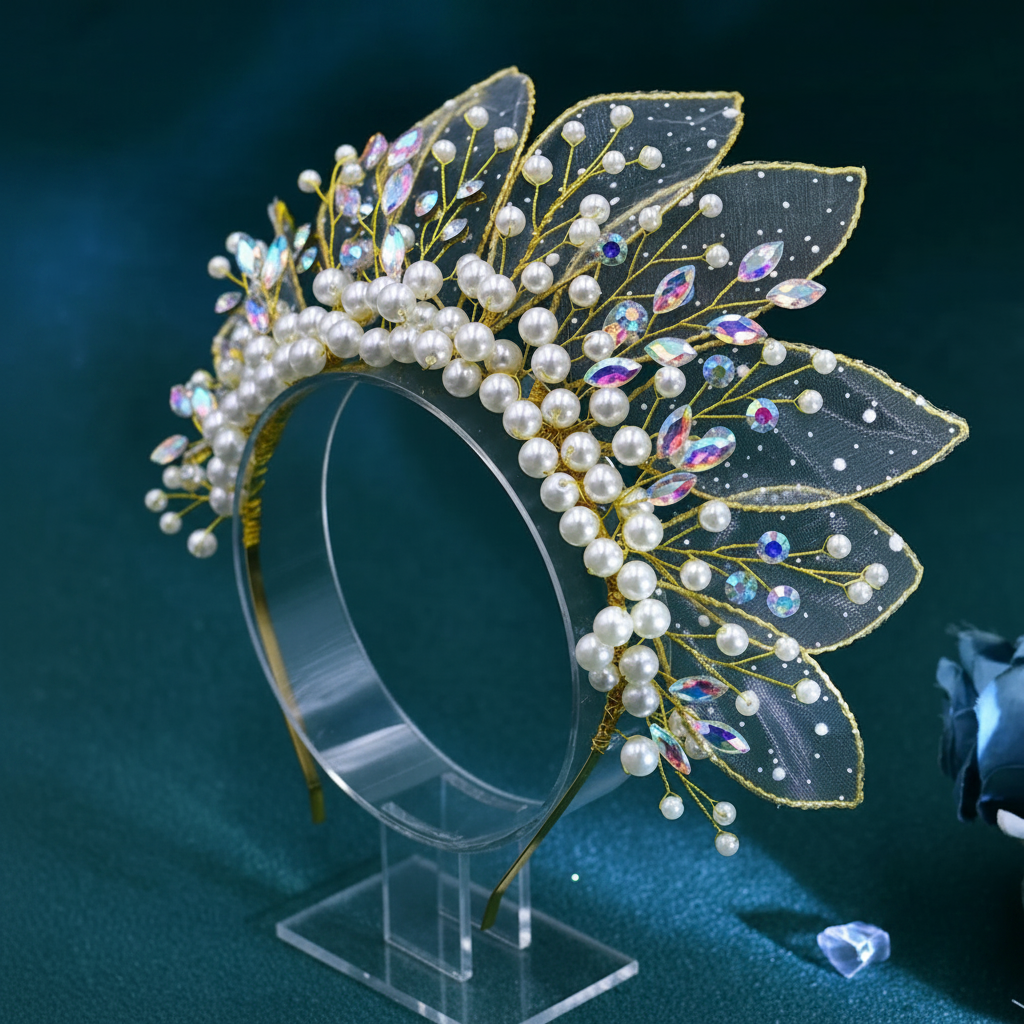 Queen Eliana's Crown Rhinestone Faux Pearls Headdress