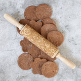 Christmas Wooden Embossing Print Rolling Pins