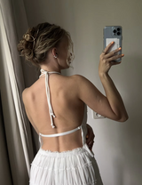 Summer's Ruched Halter Cami Tops + Maxi Skirt 2 Piece Set