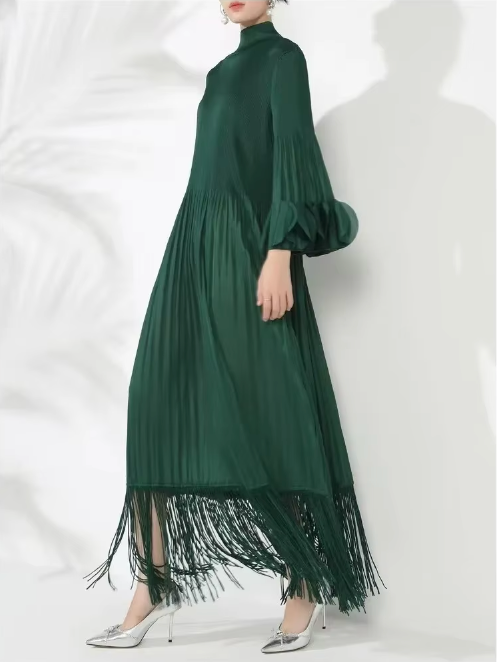 Petal Sleeves Pleated Tassel Dress Eight Colours