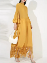 Petal Sleeves Pleated Tassel Dress Eight Colours