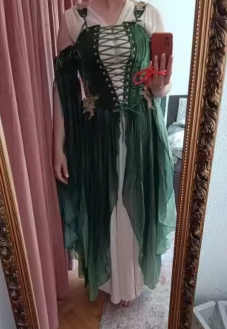 Elven Medieval Renaissance Costume Elf Style Corsetted Dress Cosplay Costume